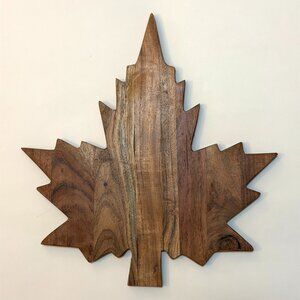 Crofton Harvest Wooden Chopping Block Cutting Charcuterie Board - Maple Leaf